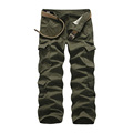 Spring Summer Cargo Multi Pockets Zipper Cotton Trousers Outdoors Overalls Plus Size Commando Style Loose Khaki