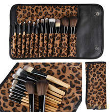 2014 Professional Makeup kits 12 PCs Brush Cosmetic Facial Make Up Set tools With Leopard Bag