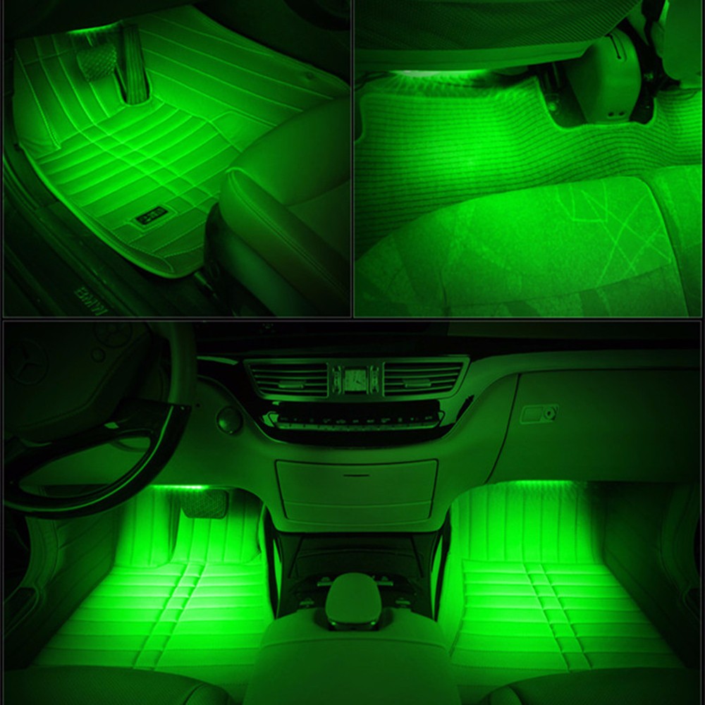 -Green-Light-Car-interior-atmosphere-LED-lights-4-in-1-12V-4X12LED-car-inside-foot