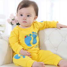 Hot sale Spring Autumn Candy color cartoon baby clothing set infant long sleeve baby girls boys