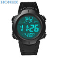 2016 HONHX Hot Sale Fashion Waterproof Men s Boy LCD Digital Stopwatch Date Rubber Sport Wrist