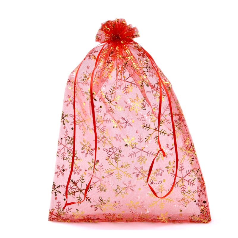 New Fashion 50PCs Red Christmas Snowflake Organza Bags Wedding Gift ...