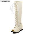 2015 Women Sandals Knee High Women Summer Boots Sexy Peep Toe Sandal