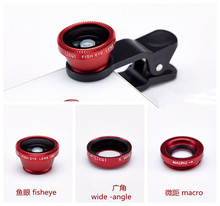 3 in 1 fish eye macro wide angle mobile phone lenses camera fit universal clip for