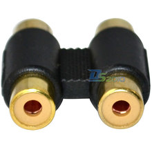 High Quality Brand New Gold Plated 2 Fmale 2 Female RCA Cable Joiner Coupler Adapter