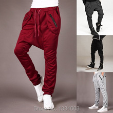 2015 Men Harem Pants Hip Hop Saruel Swag Sarouel Fashion Moleton Calca Pantalon Low Drop Crotch Pants