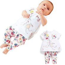 cozy 2Pcs Baby Toddler Sets Kid Boy Girls Clothes Printed Tops + Pants Sleepwear Pajama Suit 0-2Y