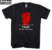 MrSahara 2015 Summer Fashion Cool O Neck Short Sleeve Cotton Rage Against The Machine Music Fist Letters Print Loose T Shirts