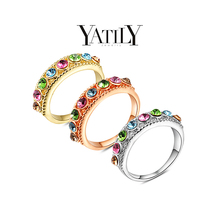 2015 YATILY Brand Design  Luxury 18K Gold Plated Shinning Colorful Austrian Crystal Royal Ring 100654
