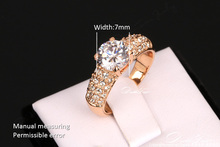 Engagement Wedding Finger Rings CZ Diamond 18K Rose Gold Plated Fashion Brand Rhinestone Jewelry For Women