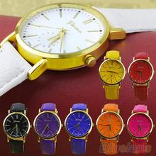 Men ‘ s mujeres de ginebra números romanos Faux Leather Band cuarzo analógico reloj de pulsera 2DW5