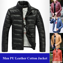 New Man Winter Casual Cotton Down PU Leather Jacket Outdoors Men Coat Jackets,Jaqueta Masculina Casaco Masculino Warm Clothing