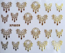XF6059 2015 New Gold Silver Fashion style Water Transfer Stickers 3D Design DIY Nail Art Decorations