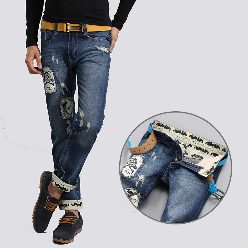 Shipping 2015 Mens ripped jeans pants men straight...
