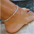 1Pcs Unique Nice Turquoise Beads Silver Chain Anklet souvenir Ankle Bracelet Foot Jewelry Fast Free Shipping