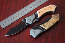 12 unids/lote Oem Browning tres ojos cuchillo plegable de acero inoxidable herramienta de supervivencia que acampa cuchillos de caza mango de madera de la gota