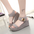 2016 summer new Europe Rome wedge sandals waterproof high heel platform casual street sandals shoes cool