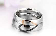 2015 Hot Couple Heart Shape Matching Stainless Steel Lovers Promise Wedding Bands Ring High Quality Free