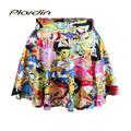 Drop Shipping 2016 New SKIRTS womens pleated Adventure Time Cartoon SKIRTS Saia plus size