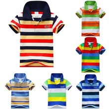 Child Baby Boy Stand Collar Striped T-shirt Casual Tops Kids Tee Shirt 1-7Y The one