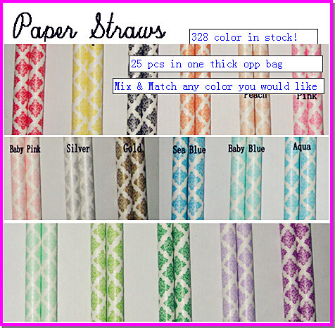 10000pcs Free shipping Paper Straws, Chevron Striped Polka Dots Drinking Paper Straws 230 colors mix 25pcs packing usd 0.04
