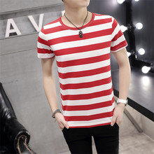 2016 New Arrival Summer Brand-Clothing T Shirt Men Fashion Slim Fit O Neck Men T Shirt Striped Casual Tshirt Men