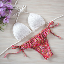 2015 Hot Sale Bikini Summer Style Vintage Knitting Beach Triangl Swimwear Sale Brazil Retail Bathing Suits