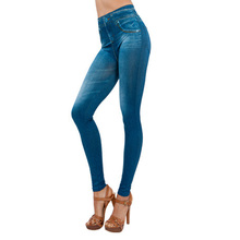 2016 Fashion Women Slim Jeggings Real Pockets Denim Leggings Seamless Linter Fitness Women Summer Pants Black Leggin