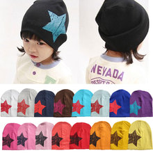 Five-pointed star autumn baby cap knitted warm cotton beanie hat for toddler baby kids girl boy printed baby winter hats W1