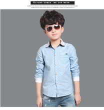 Brand Polka Dot DesignLong Sleeve Boys Shirts Spring & Fall Turn Down Collar Children Shirt Boy Formal Clothes For 4-14Years Old