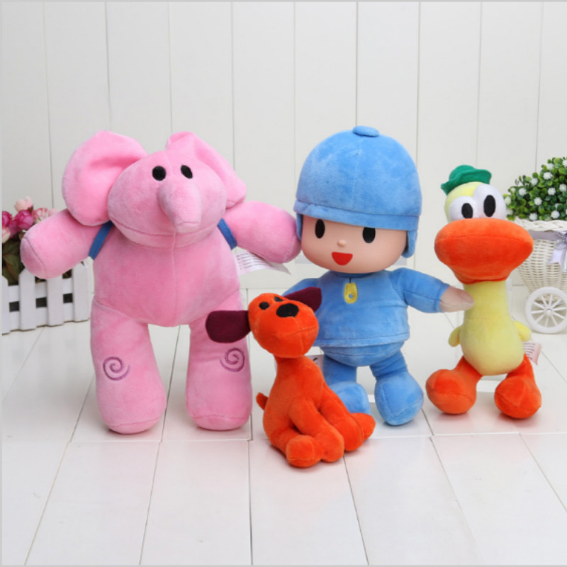 HOT SALE 4pcs/lot Kids Brinquedos Gift Pocoyo Elly & Pato & POCOYO & Loula Stuffed Plush Toys Gift For Children Free Shipping