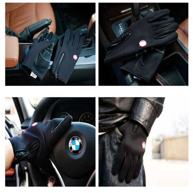 Free shipping winter sport windstopper waterproof ski gloves black 30 warm riding glove Motorcycle gloves