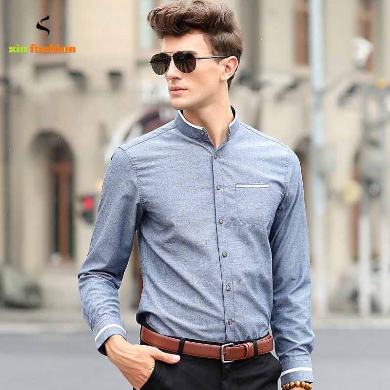 Top Cotton Business Men\'s shirts 2015 Autumn New Soild Mens Dress Shirts Camisa Social M-5XL Long Sleeve Cheap Male Clothing (1)