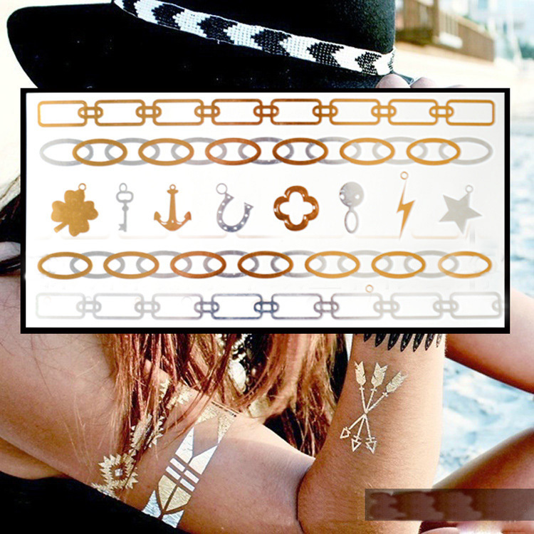 3D Glitter body art painting flash gold tattoo jewelry nail tools large temporary arabic Indian tattoost