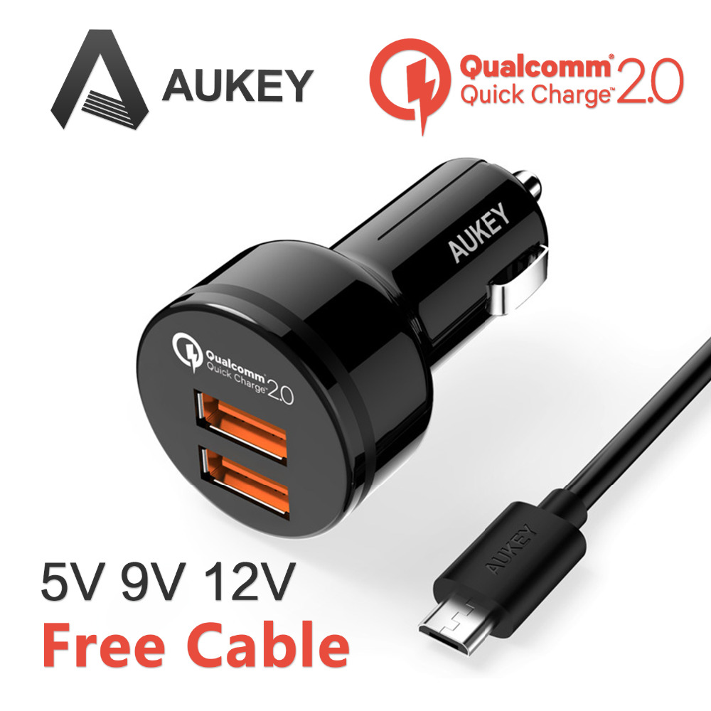 qualcomm certified aukey charge 2 0 36w 2 ports usb car charger adapter dual turbo qualcomm certified aukey charge 2 0 36w 2 ports usb car charger adapter dual turbo