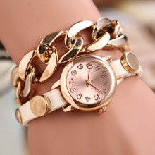 New 2015 Fashion Women Luxury Watches Simple Female Leather Strap Wrist Watch Women Watch With A Metal Bracelet Free Shipping