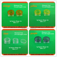 Fedex Free Shipping 135pcs/lot 3g Square Cream jar, 3g Clear plastic eye shadow jars, mineral loose powder jars, small bottles