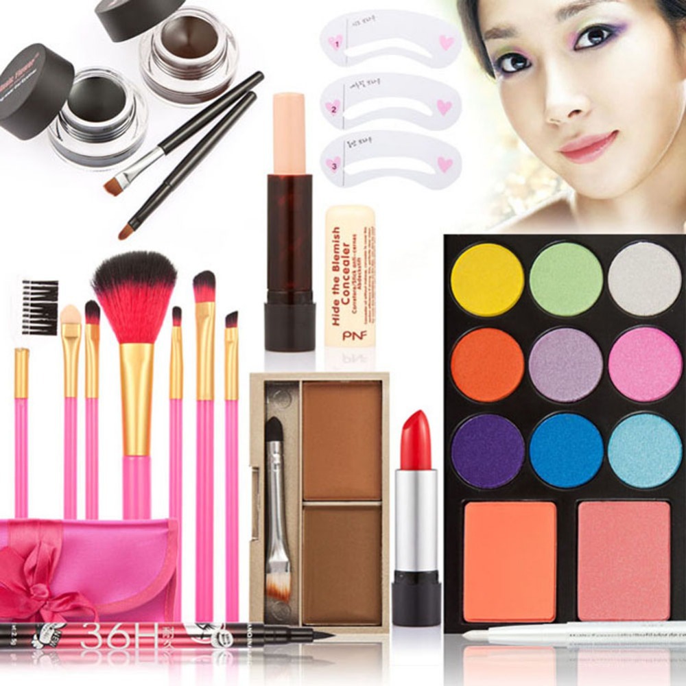 T2N2 Fashion Makeup Kits Gift Set Eyeshadow Foundation Eyebrow Powder Lip Gloss Brush