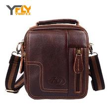 Y-FLY 2016 New Fashion Men’s Messenger Bag Retro Shoulder bag Genuine Leather Small Crossbody Bags Men’s Briefcase Bags DB3710