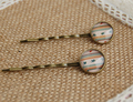 Vintage Round Glass Cabochon Hair Accessories for Girls Simple Antique Bronze Hair Pins for Kids fq004