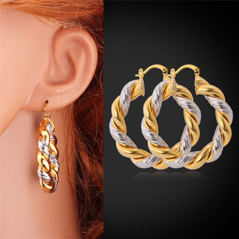GoldHoopEarrings18KGoldPlatinumPlatedFashionJewelryWholesale