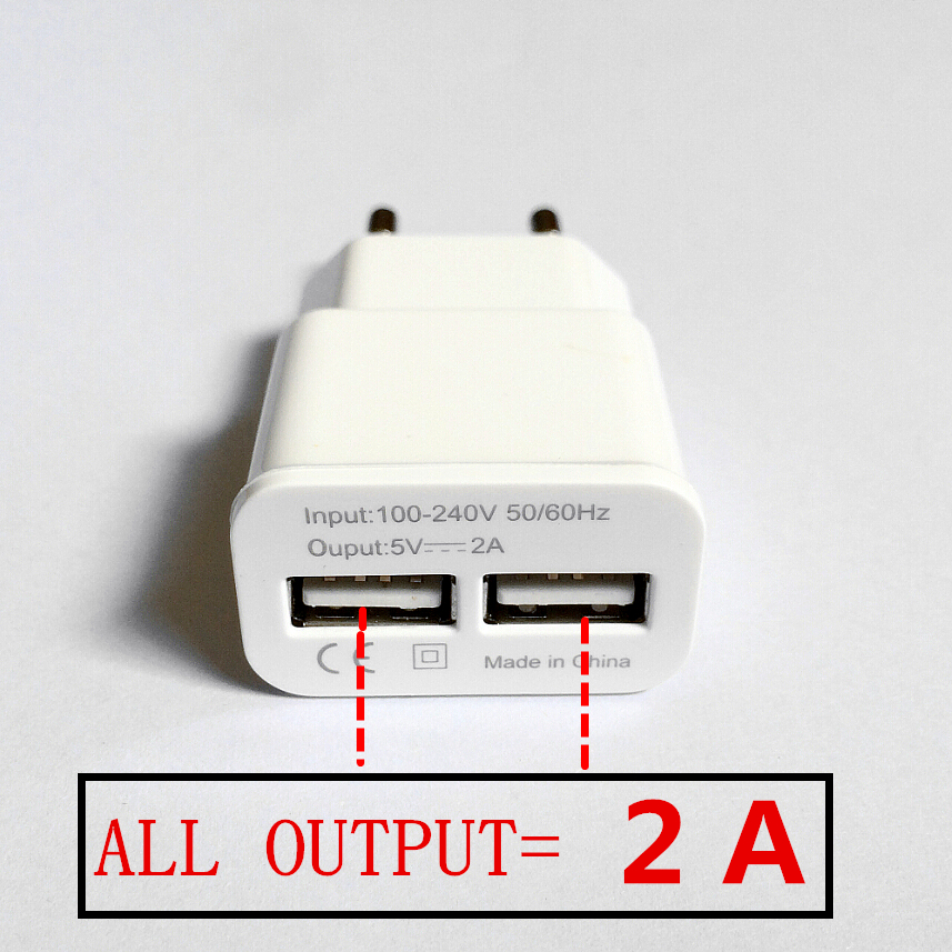 Universal 5V 2A Dual 2 port USB EU Plug Fast Wall Charger For iPhone 5 5S
