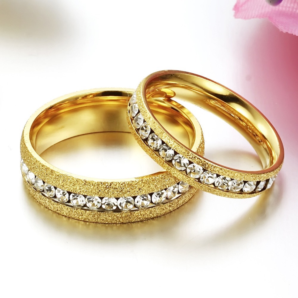 Anelli Diamanti Crystal Gold Wedding Rings For Men And Women His And Hers Promise Ring Sets