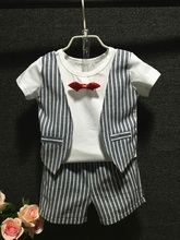 new 2016 summer Children boys suit set striped vest shorts 2 piece waistcoat&shorts suit kids gentleman suit wedding outfit set