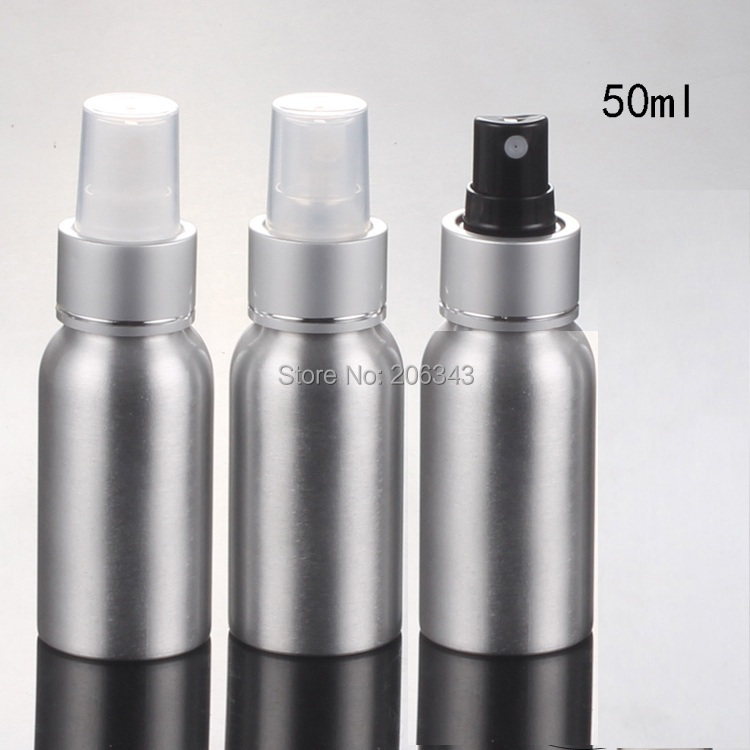 100pcs 50ml Aluminium bottle pump sprayer bottle Aluminum metal bottle spray bottle mist sprayer