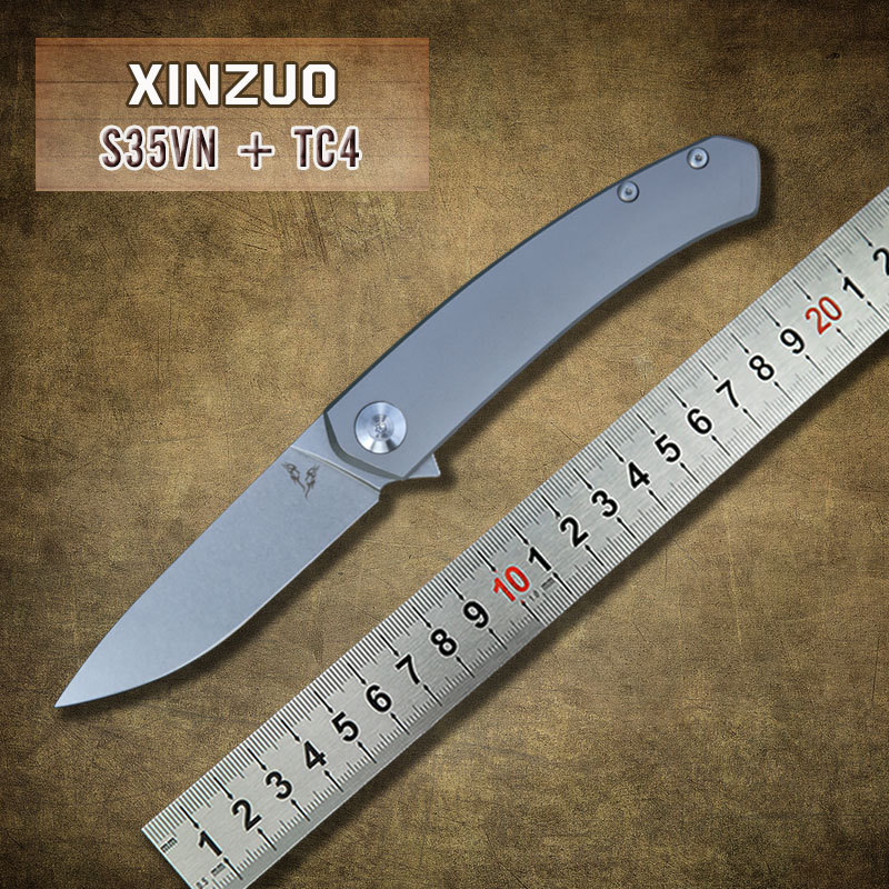 2015 NEW Design S35VN steel balde folding knife with TC4 titanium bearing handle hunting knives pocket