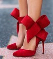 Fashion women s shoes pointed toe big Bowtie thin heels high heels sandals shoes female wedding