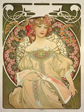 High quality,Champagne ,Alphonse Mucha oil painting canvas,Hand-painted,Portrait Modern Art Reproduction,