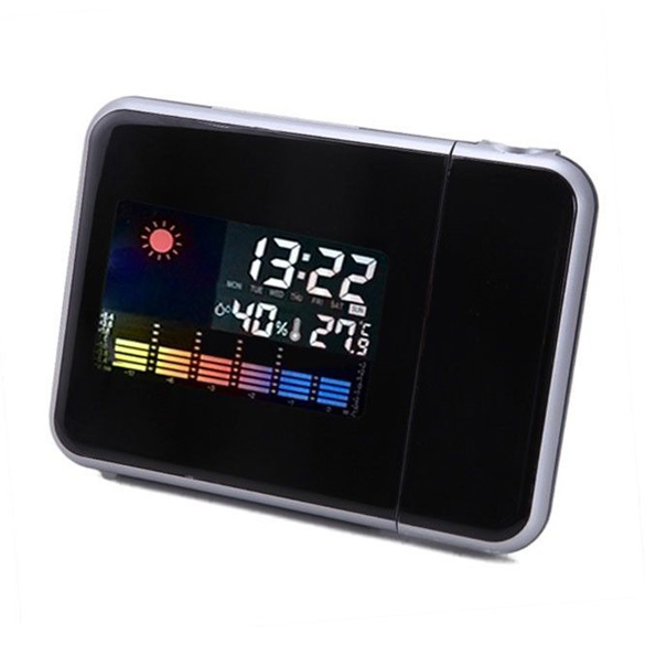 Desktop Clock Digital Alarm Clock with Projector Color Screen Time