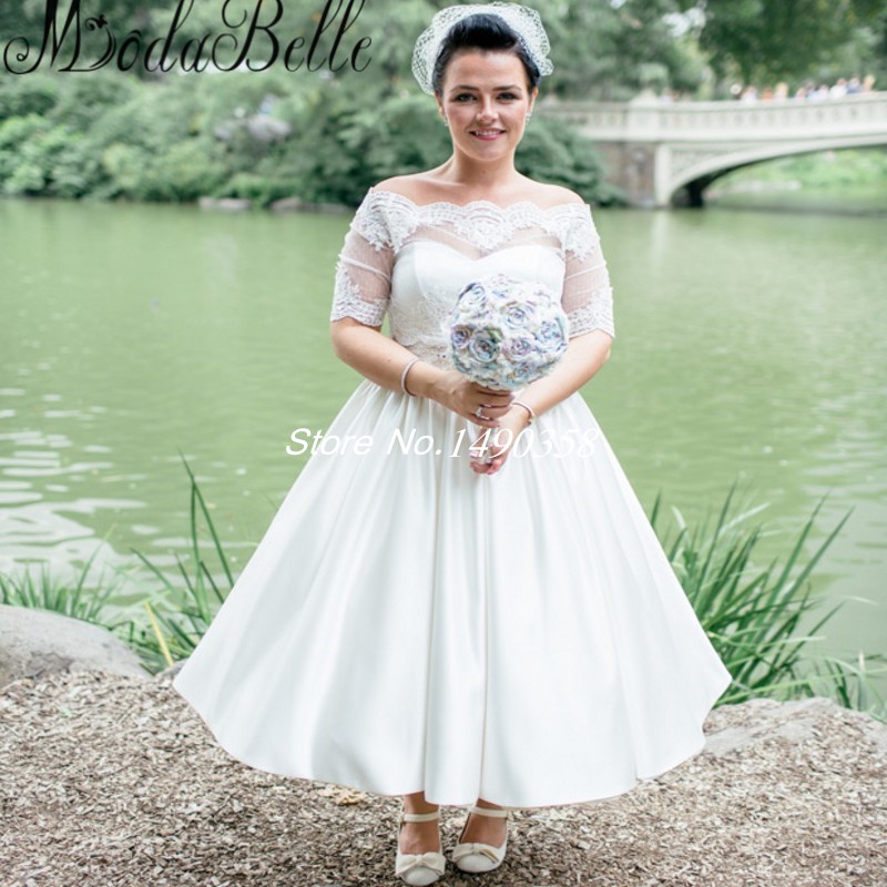 Tea Length Polka Dot Wedding Dress Fashion Dresses